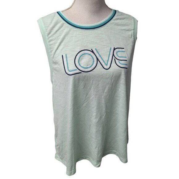 Old Navy Active Tank Top Green Love Gym Running Womens L Exercise Workout - Picture 8 of 8